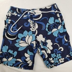 HOBIE BY HURLEY-  Men’s Size 32 Hybrid COTTON WALK/BOARD SHORTS- Floral Blue